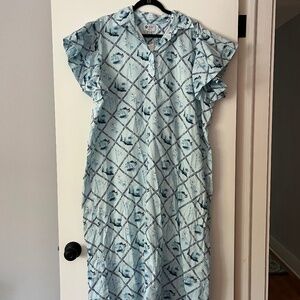 Holly Shae Design Bamboo Pagoda Blue Flutter Sleeve Midi Dress